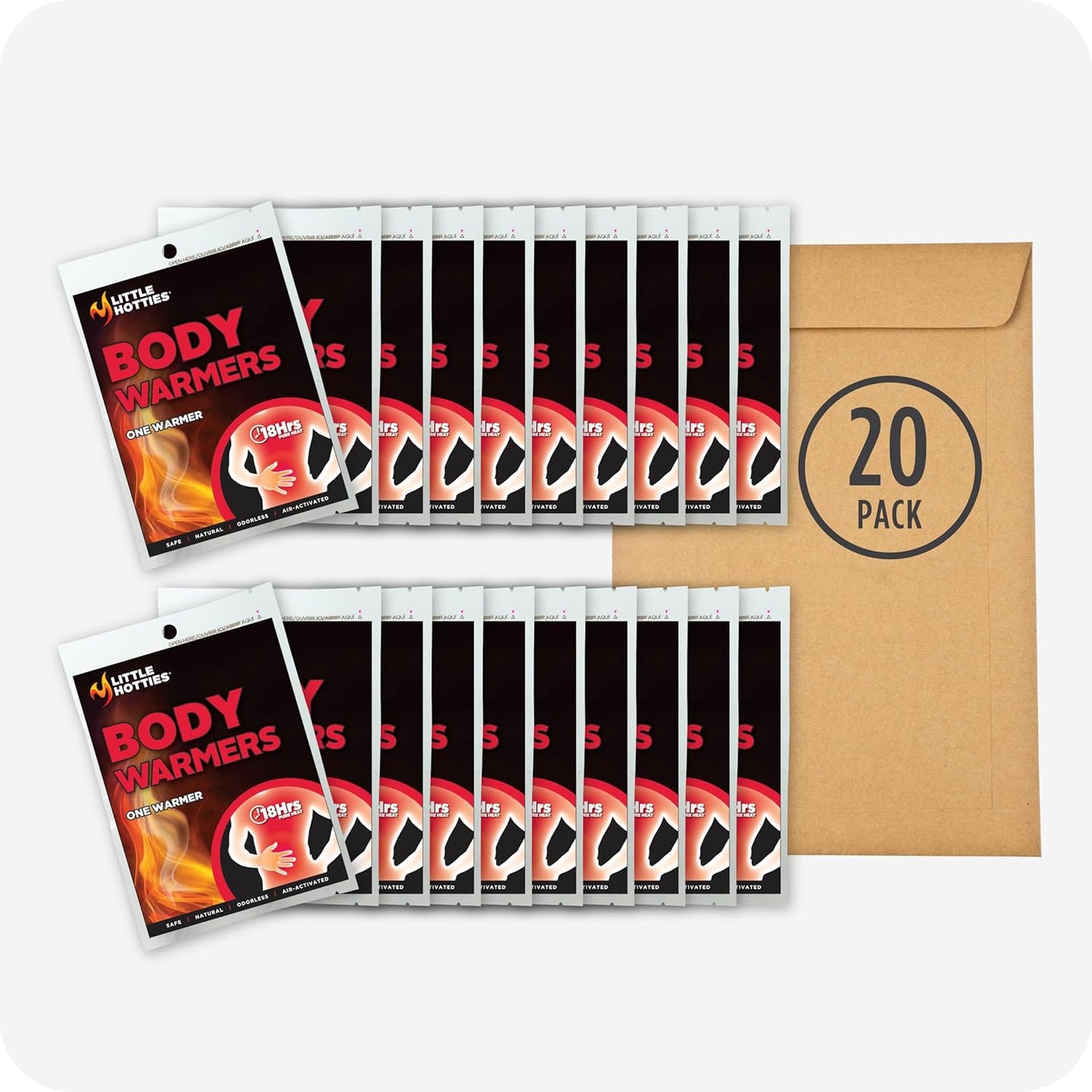 Little Hotties 20 片暖身器套装 - 持久保暖，配备安全隐蔽的加热垫