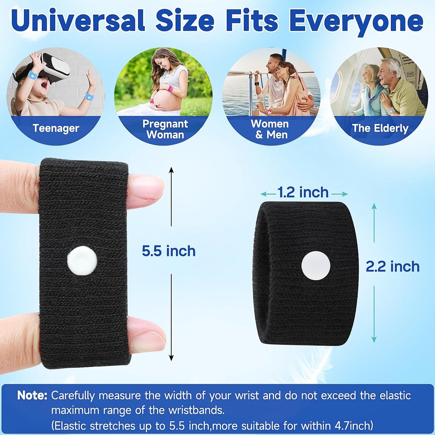 LYJEE 5 Pairs Motion Sickness Nausea Relief Wristbands for Sea Car Flying Pregnant Travel Sickness Bracelet (5pairs)