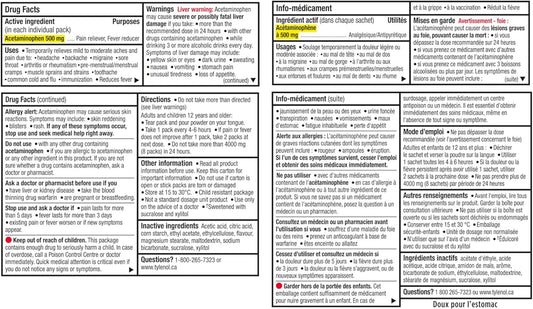 泰諾強效溶解包，500 毫克對乙醯氨基酚止痛退燒藥，便攜式粉包，緩解輕微疼痛，不含布洛芬和阿斯匹靈，漿果味，12 片