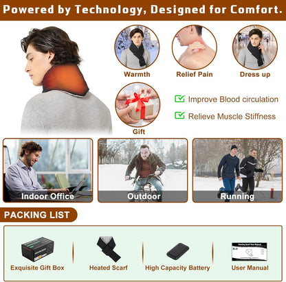 BIAL 加热围巾，男女适用，NTC 控制颈部加热垫，带可充电 5000mAh 电池颈部保暖器，圣诞礼物