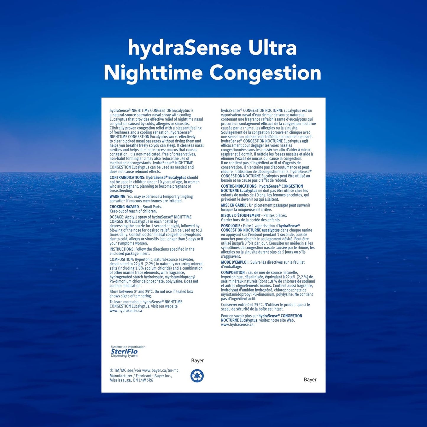 HydraSense 桉树鼻喷雾剂，专业鼻腔护理，含清爽桉树和薄荷，100 毫升