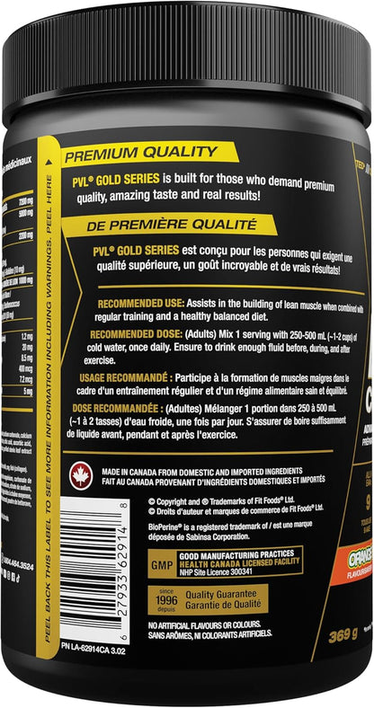 PVL EAA BCAA COMPLETE | 運動前、運動中或運動後 – EAA/BCAA 含 L-精胺酸，胺基酸補充劑 – 生酮友善 – （30 份（1 包），Orange Krush'd）