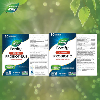 Nature's Way Fortify 50+ Probiotic, 30 Billion Active Probiotic Cultures, Supports Gastrointestinal Health, Gluten-Free Certified, Shelf Stable, 30 Capsules