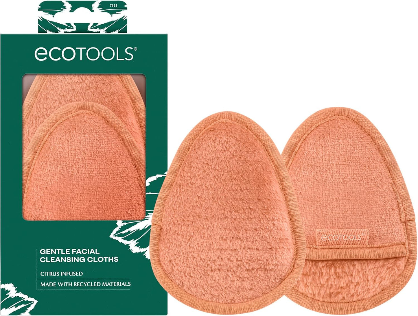 EcoTools Gentle Facial Cleansing Cloths, Makeup Remover Cloth Infused With Citrus, Reusable Face Cloths Deep Clean Skin, Eco Friendly Washcloth For Face, Vegan, & Cruelty-Free, 2 Count