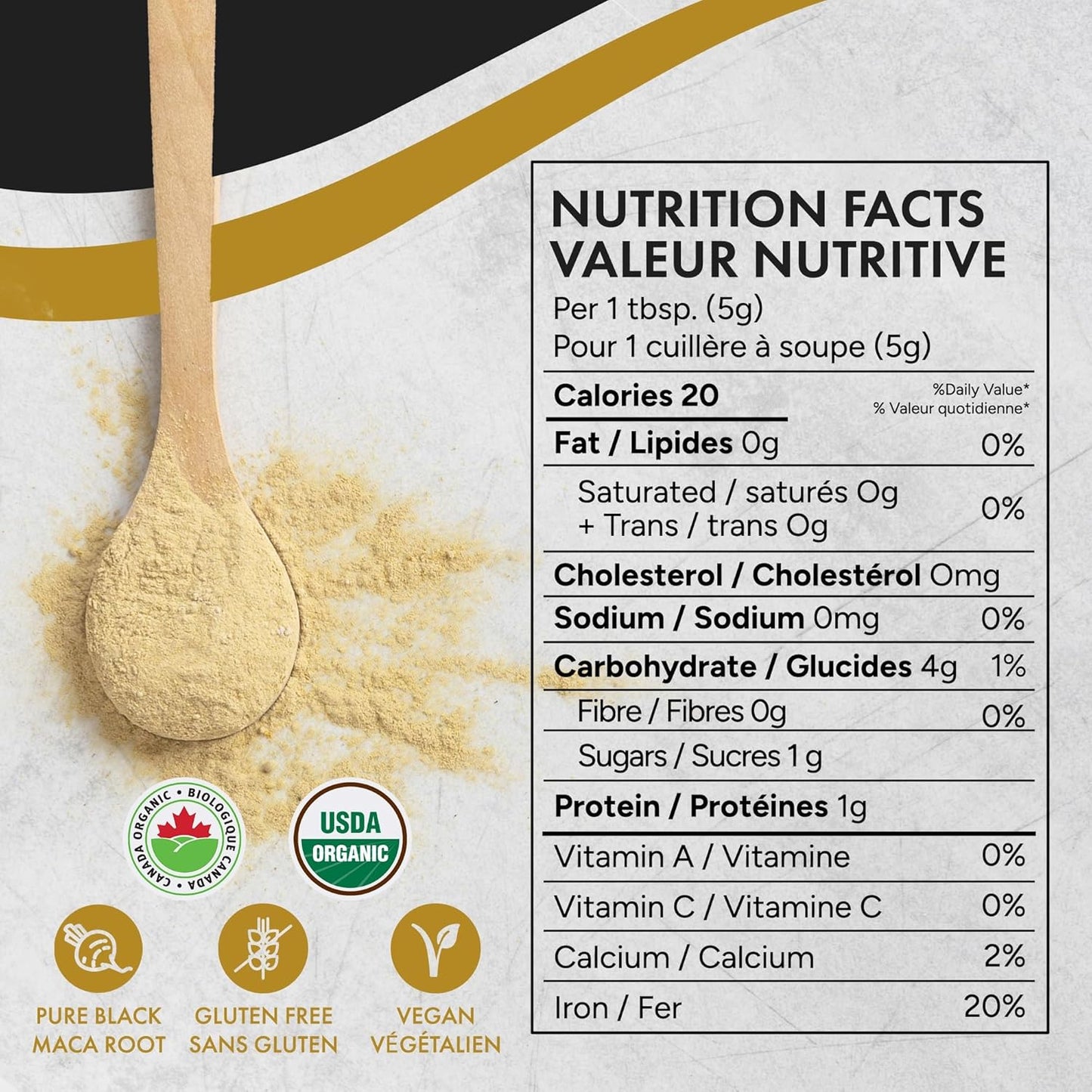 Rootalive Organic Black Maca Powder 454g Gelatinized for High Bio Availability, Easy Digestion and Fast-Absorption, Gluten-Free, Vegan