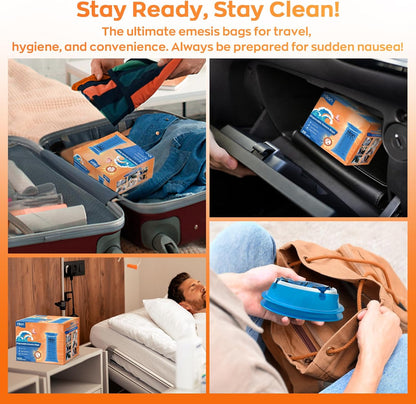 Hion 拋棄式嘔吐袋 – 62 包 1000 毫升嘔吐袋 – 防漏，醫用級，便攜 – 非常適合暈車、暈機、孕婦