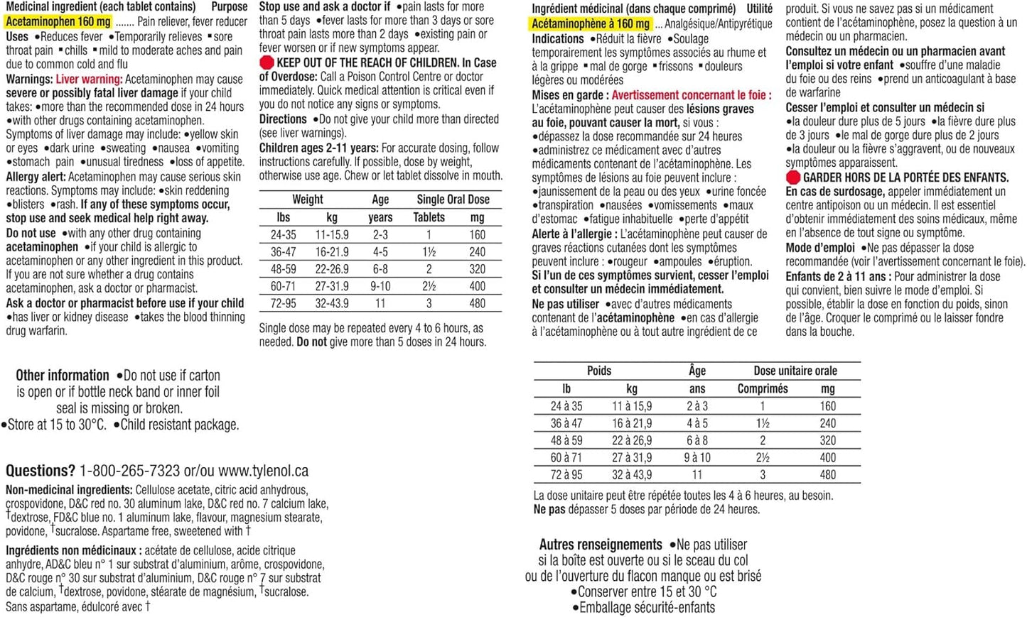泰诺儿童退烧和咽喉痛咀嚼片，缓解发烧和咽喉痛，20片，葡萄味，适用于6-11岁儿童