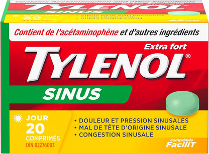 泰諾強效鼻竇舒緩片，緩解鼻竇充血和其他鼻竇症狀，日間，20 片