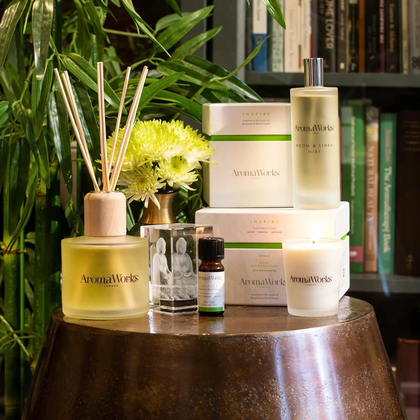 Aromaworks 男女通用蜡烛，Inspire Candle 3 芯大号，14.1 盎司