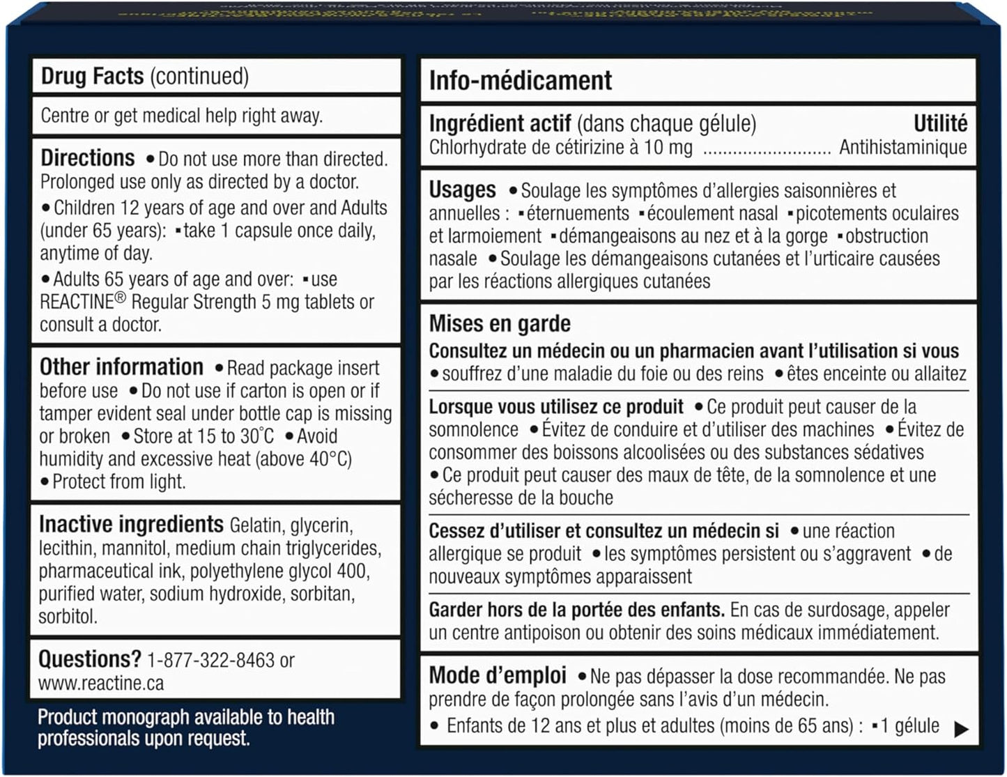 Reactine Extra Strength Antihistamine Liquid Gel Pills - 10mg Cetirizine Hydrochloride - Allergy Relief Medicine - 25 count