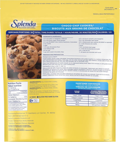Splenda No Calorie Sweetener Granulated, 275G (5LB Equivalent), Sugar Substitute for Use with Coffee, Tea, Fruit, Cereal, and More