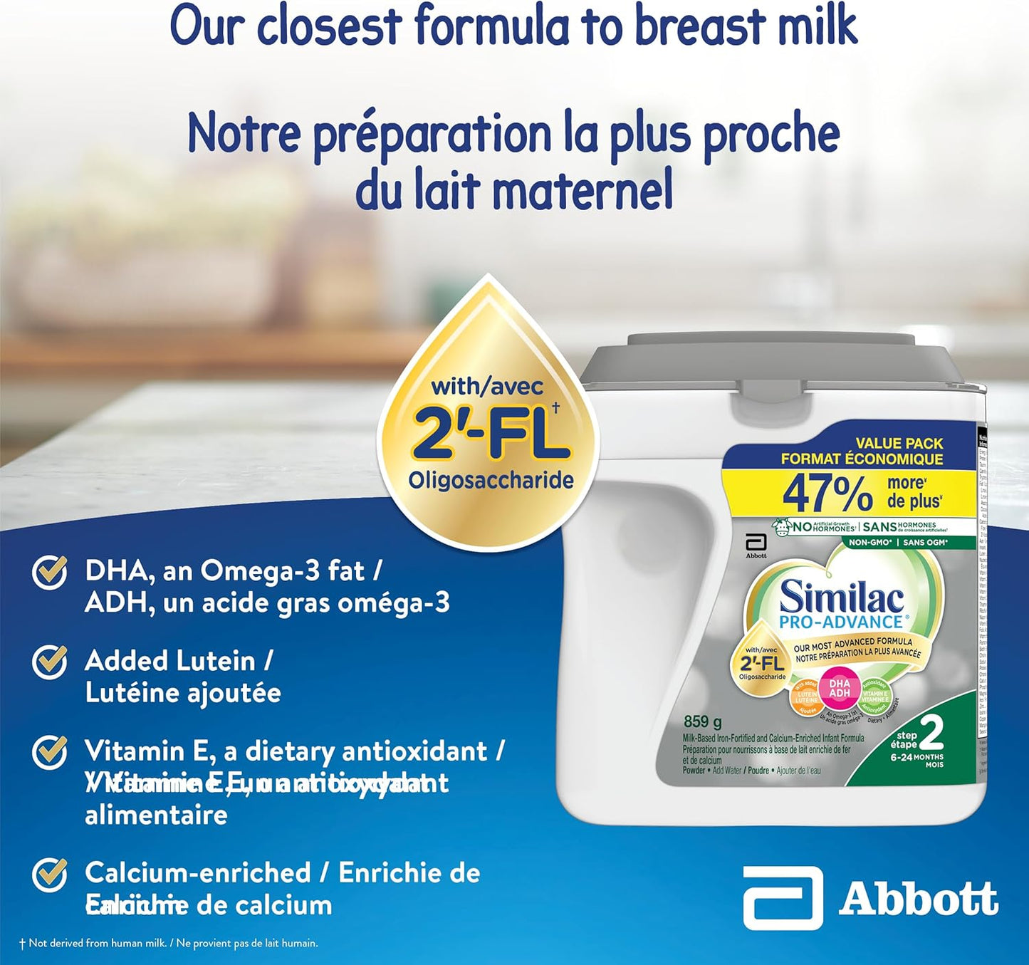 Similac Pro-Advance Step 2, Baby Formula, Our Closest Formula to Breast Milk with 2’-FL, Easy To Digest, 6-24 Months, Powder, 859 g