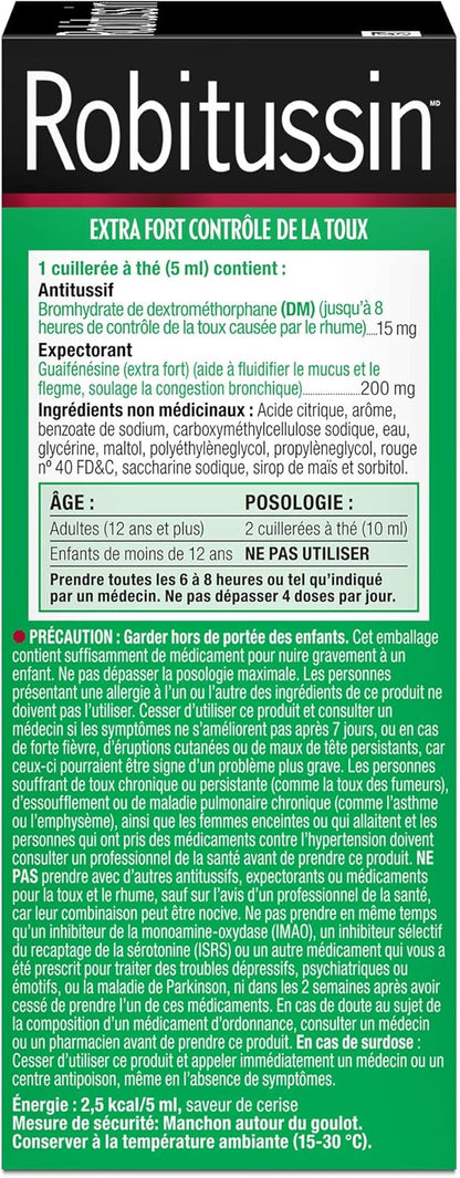 Robitussin Cough Control, Extra Strength, Cherry Flavor 100ml