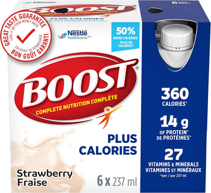 BOOST PLUS 全营养饮料，草莓味，24 x 237 毫升 & 原味代餐饮料，香草味，24 x 237 毫升 - 包装可能有所不同
