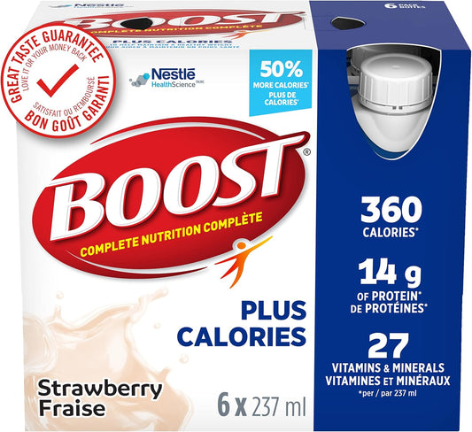 BOOST PLUS Complete Nutrition Drink, Strawberry, 24 x 237 ml & Original Meal Replacement Drink, Vanilla, 24 x 237 ml - PACKAGING MAY VARY