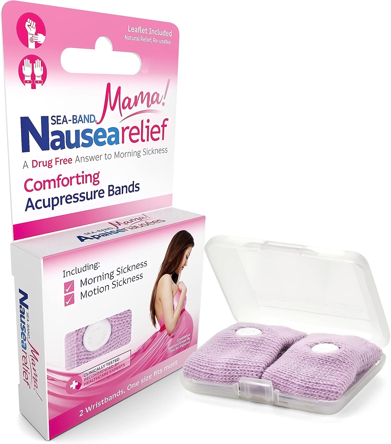 Health Life Sea-Band Mama 腕帶，緩解噁心，1 對