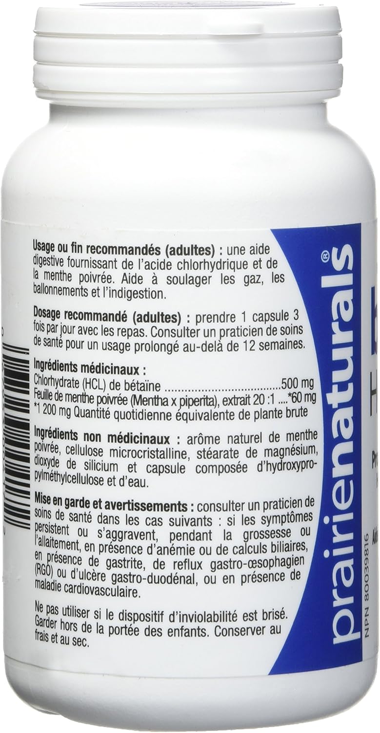 Prairie Naturals Bile-Force - 膽鹽與脂肪酶 - 120 粒（包裝可能有所不同）和 Prairie Naturals 甜菜鹼鹽酸鹽 500 毫克素食膠囊 - 120 粒