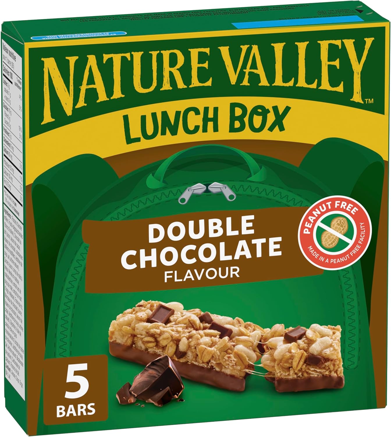 自然谷双倍巧克力味格兰诺拉麦片棒，不含人工香料，不含人工色素，零食棒，采用全谷物制成，5 根装格兰诺拉麦片棒