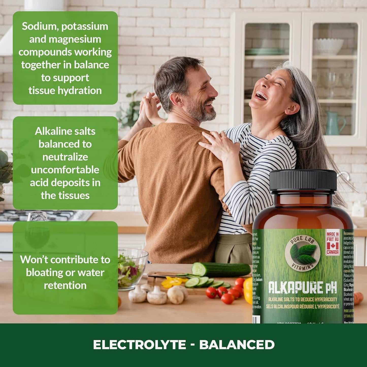 Pure Lab Vitamins | Alkapure pH | 60 Capsules | Alkaline pH Balance Pills | Essential Minerals Supplement | Antacid Pills