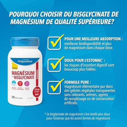 Progressive Elemental 雙甘氨酸鎂 225 毫克 — 120 粒素食膠囊 — 高度可吸收的溫和雙甘氨酸鎂混合物，有助於睡眠、心臟、骨骼和肌肉功能