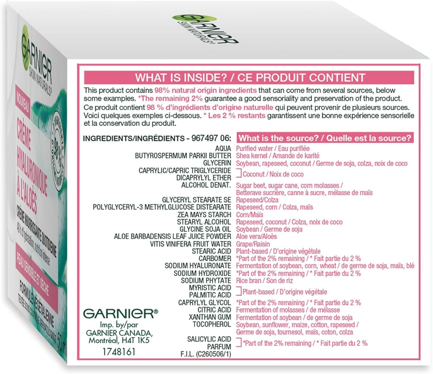 Garnier skin naturals Hyaluronic Aloe Cream, 50ml , 207 Grams