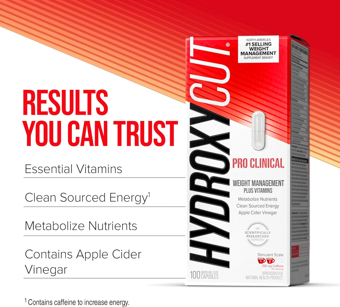 Hydroxycut Pro 临床减肥补充剂，含苹果醋，燃烧卡路里，获取天然能量，50 份（100 粒）