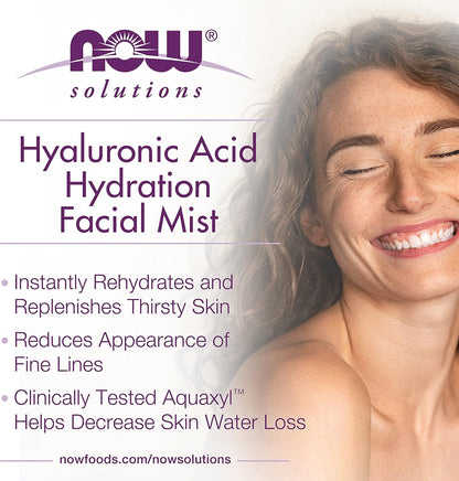 NOW Solutions, Hyaluronic Acid Hydration Facial Mist with Aloe Vera and Cucumber Extracts, 118ml