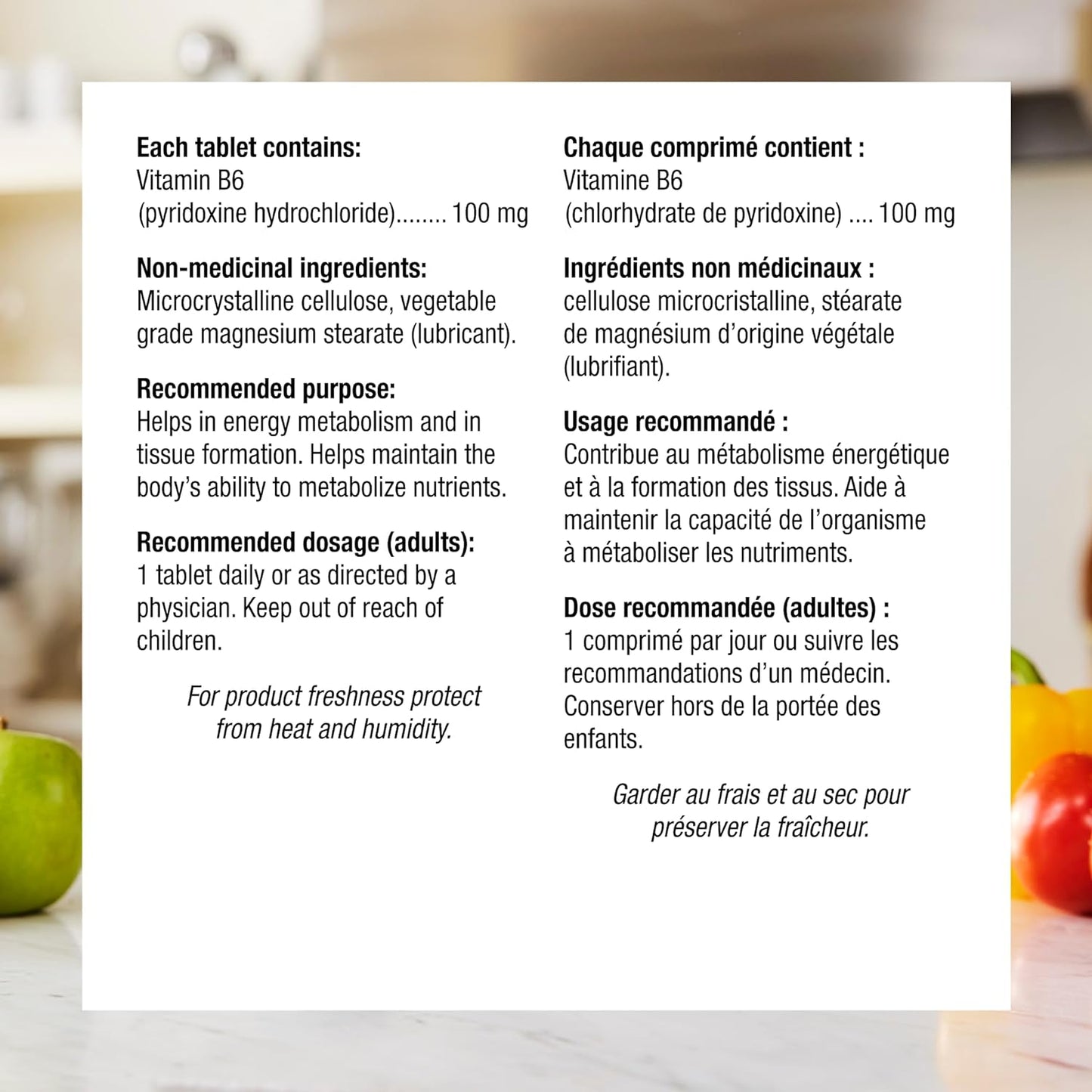 Webber Naturals 维生素 B6 吡哆醇 100 毫克，120 片，支持能量代谢，纯素