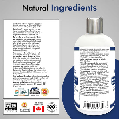 Trace Minerals Drops 355ml, 1145-Servings, Ionic Liquid Magnesium, Full Spectrum Trace Mineral, Vegan, Gluten, GMO-Free, Low Sodium, Hydration & Electrolyte Support, Proudly Canadian, Plastic Negative