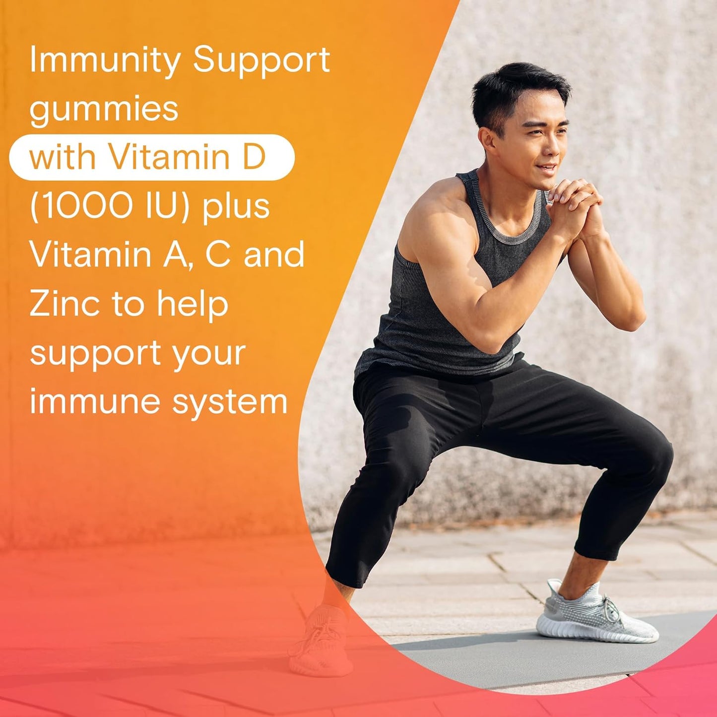 每日一片+成人免疫軟糖 - 男女適用的免疫複合維生素，加上每日免疫支持，含維生素 C、維生素 D 和鋅，支持免疫功能，120 粒軟糖