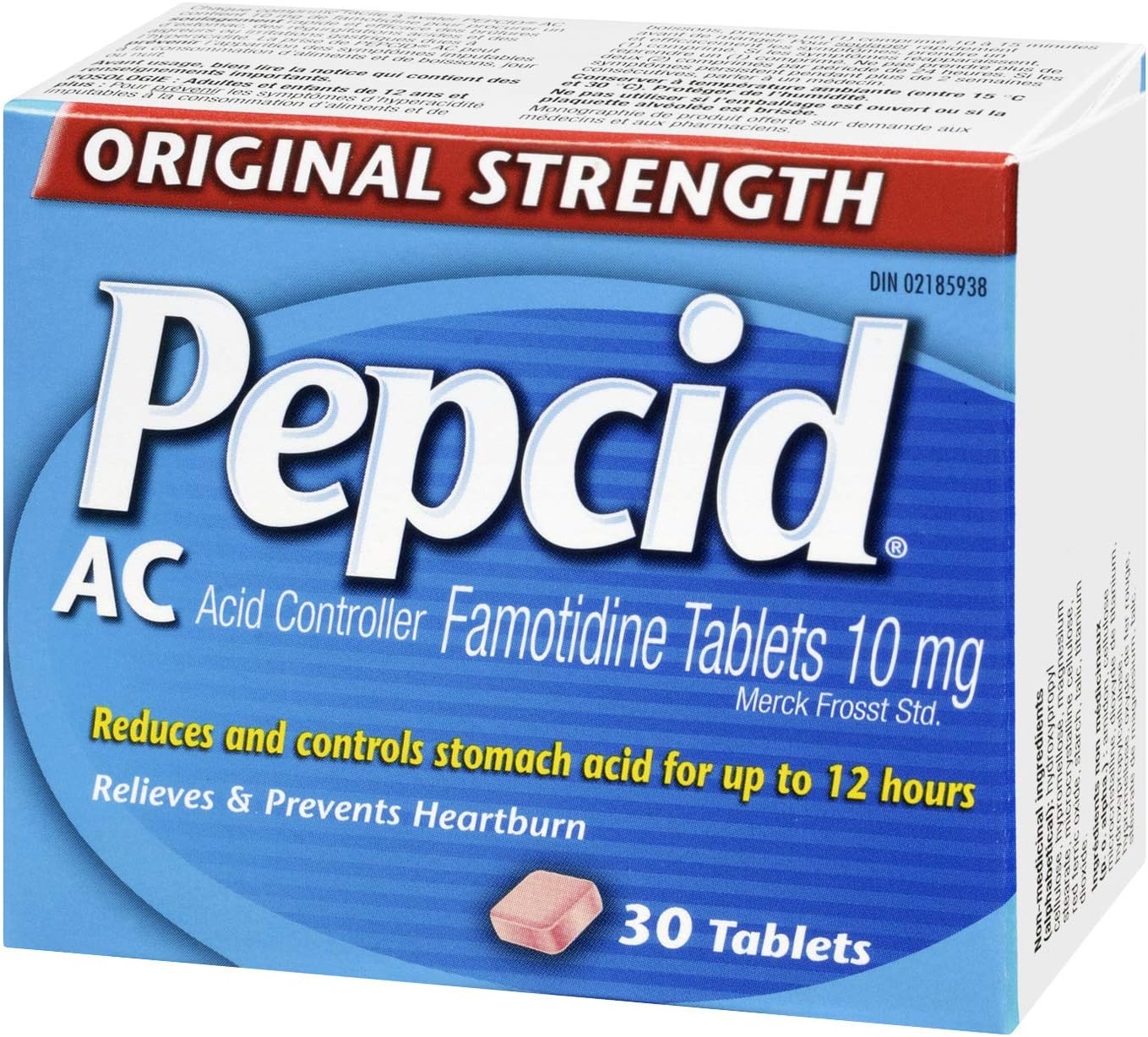 Pepcid 酸控製劑，原始強度，胃灼熱的抑酸劑和抗酸劑，預防和緩解胃灼熱，10 毫克，30 粒