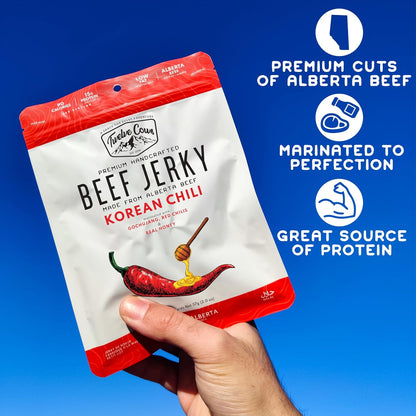 Twelve Cows Handcrafted Beef Jerky Korean Chili, Whole Muscle Premium Cuts, Alberta Beef, High Protein, Low Carb, Halal, Keto - 57g (1 Pack)