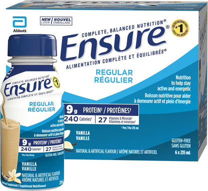 確保定期補充營養，保持活力和精力的營養，香草味，6 x 235 毫升瓶裝