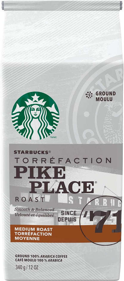 星巴克 True North 研磨咖啡，輕度烘焙咖啡，100% 研磨阿拉比卡咖啡豆 - 340 克袋裝 & 派克市場研磨咖啡，中度烘焙咖啡，100% 研磨阿拉比卡咖啡豆 - 340 克袋裝（6 包，2040 克）