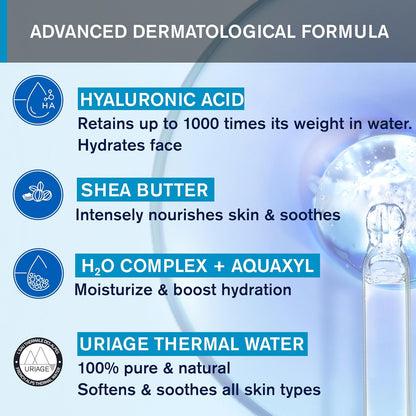 Uriage Eau Thermal Rich Water Cream - 保濕亮膚乳霜，含玻尿酸 - 乾性至極乾肌膚 - 40ml