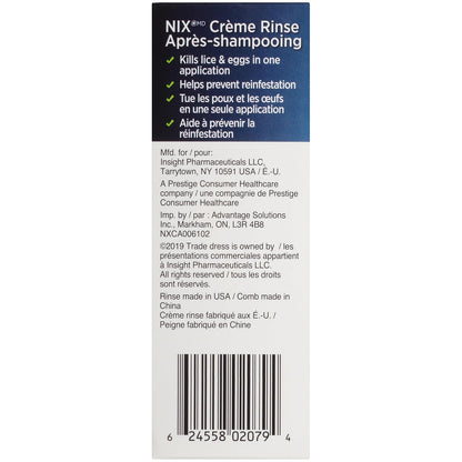 Nix 乳霜冲洗剂（含除虱梳）- 56克 - 有效治疗头虱