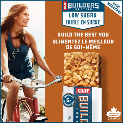 CLIF BUILDERS 低糖蛋白棒，12 包，每包 56 克，16 克蛋白质，5 克糖，不含人工甜味剂，花生酱巧克力味，高蛋白零食，加拿大制造