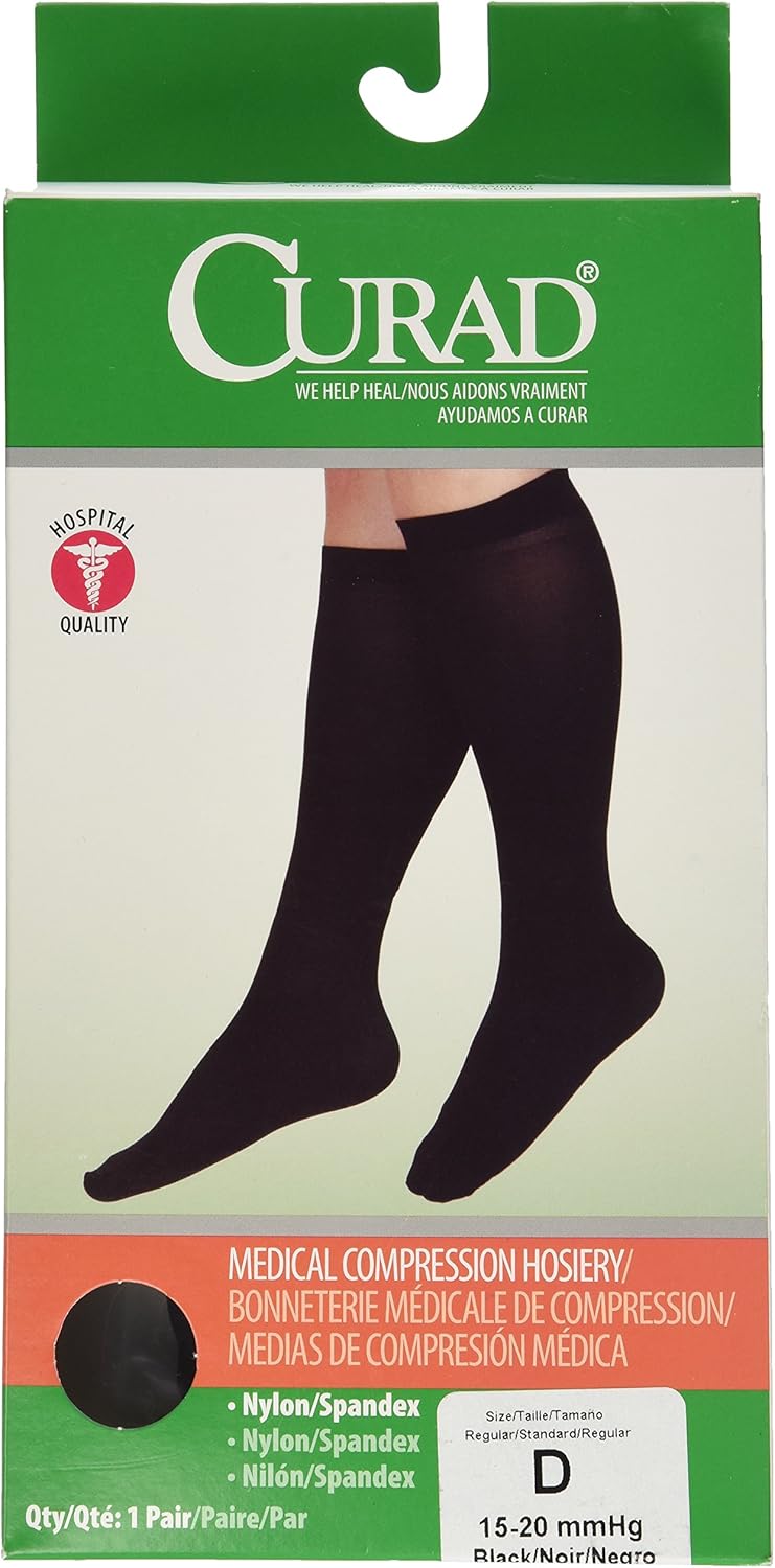 Curad MDS1701DBH 及膝压力袜，15-20 mmHg