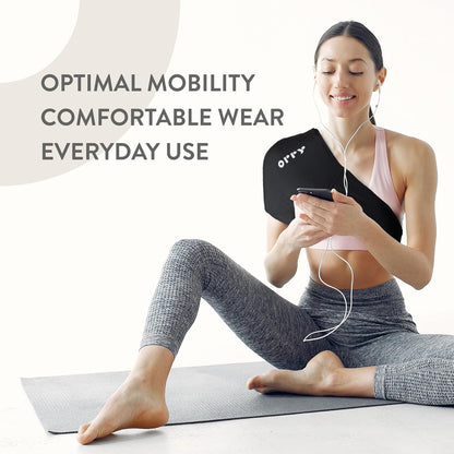 ORRY 肩部凝胶冰袋 - 可重复使用的压缩凝胶套，用于冷/热疗法 - 缓解肩部疼痛 - 易于调节（黑色）