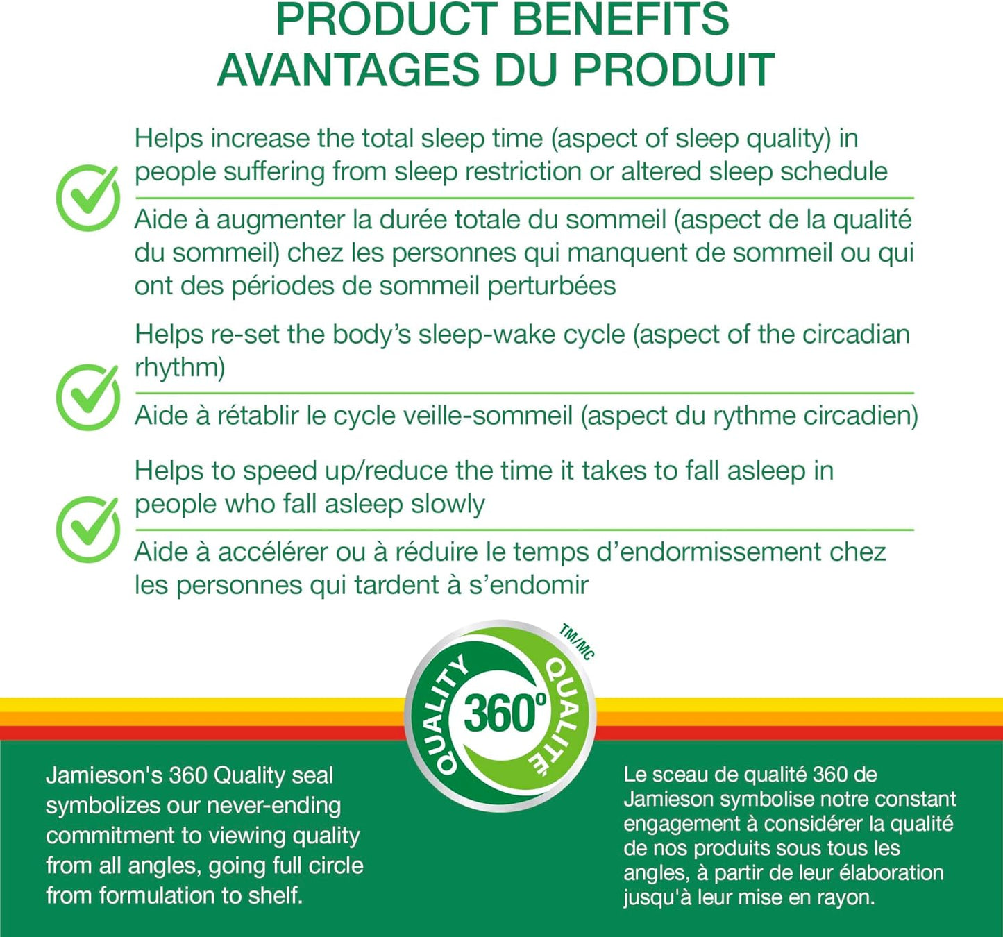 Jamieson 褪黑素 10 毫克，強效雙效緩釋，改善睡眠品質和持續時間，幫助重置睡眠-覺醒週期。素食，無麩質，100 粒雙層膠囊，加拿大製造