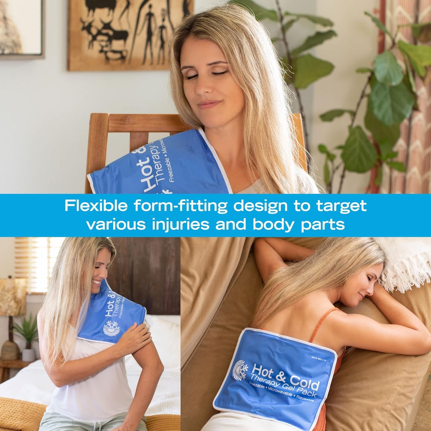 Roscoe 医用凝胶冰袋可重复使用，冷敷袋适用于受伤可重复使用，肩部冰袋，膝盖冰袋，冷热敷袋，背部冰袋，11 x 14 英寸，大号冰袋