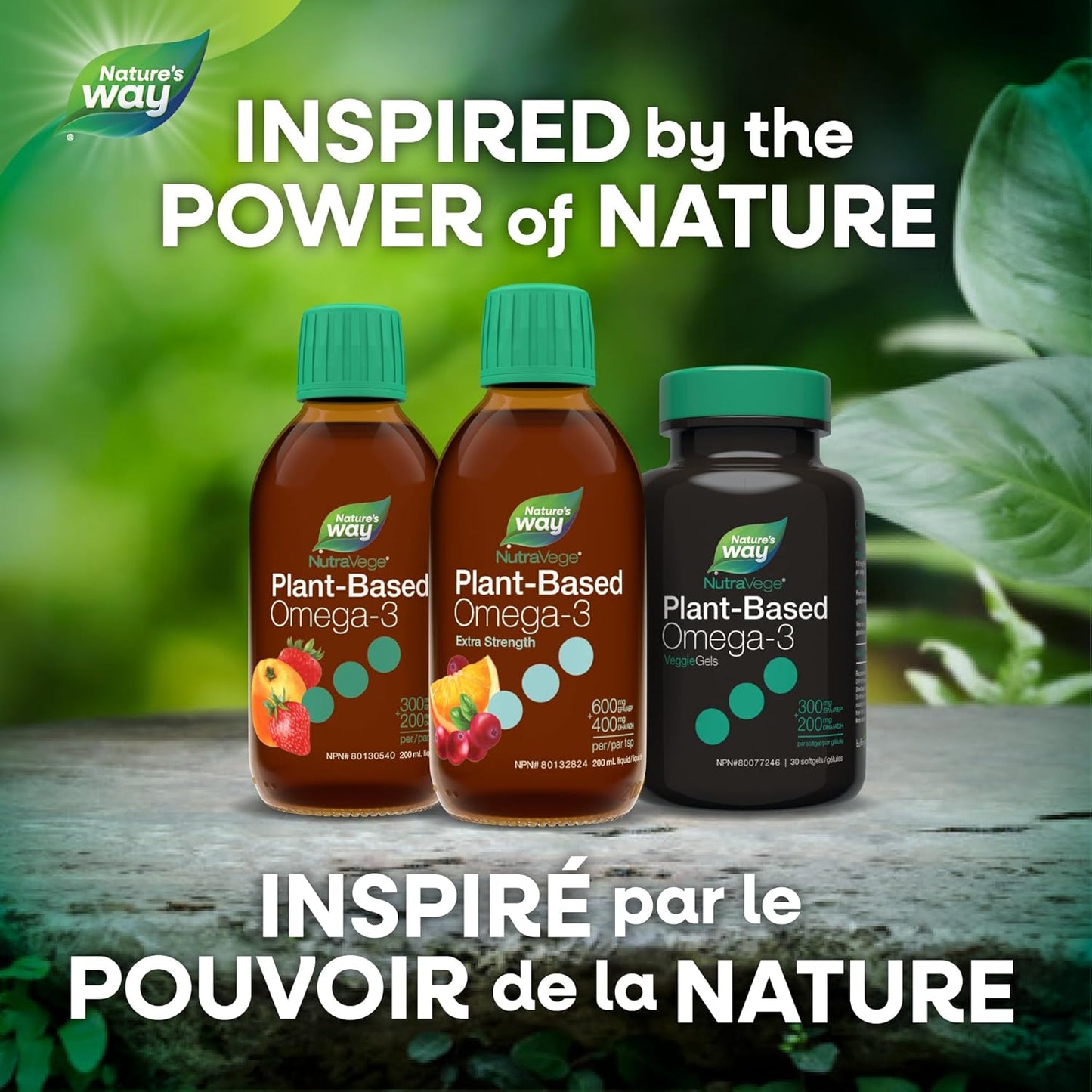 Nature's Way NutraVege 植物性 Omega-3 – 超強素食液體 Omega-3 補充劑，含 1000 毫克 EPA + DHA - 蔓越莓橙味 – 支持成人心臟、眼睛和大腦功能健康，200 毫升