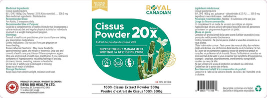 100% 白粉 20X 萃取物，白粉藤，食慾控制，增強恢復，加拿大皇家品牌減肥輔助劑，500 克