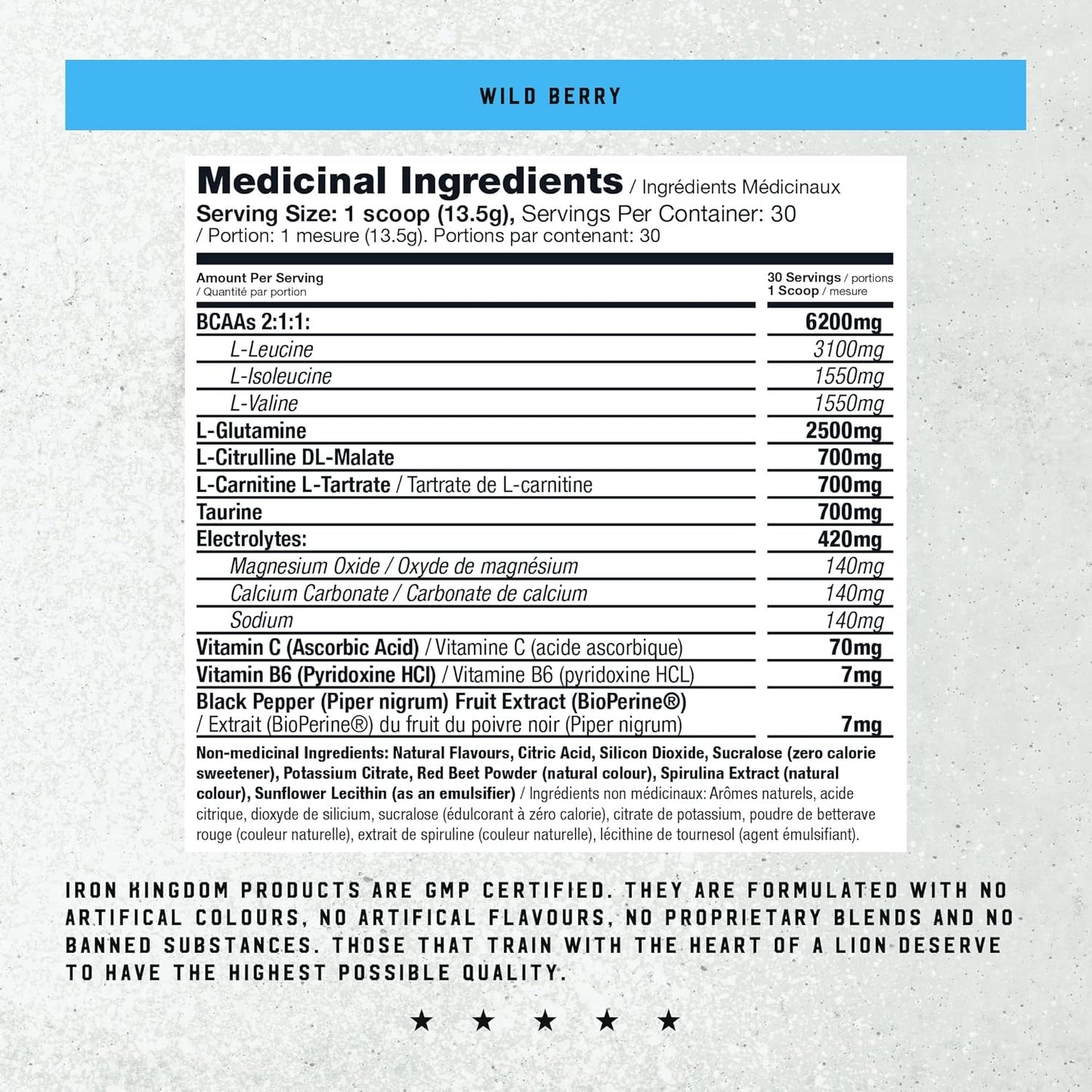 IRON KINGDOM BCAA PLUS WILD BERRY 10.1克 胺基酸、電解質、麩醯胺酸、耐力、恢復、補水