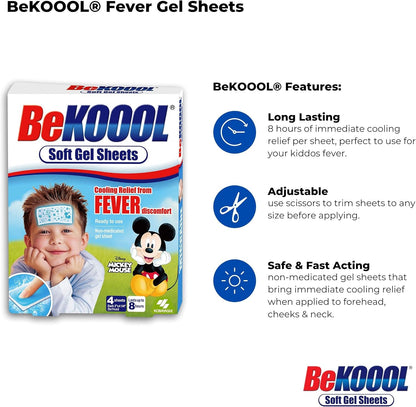 BeKoool 儿童柔软冷却凝胶贴，4 片