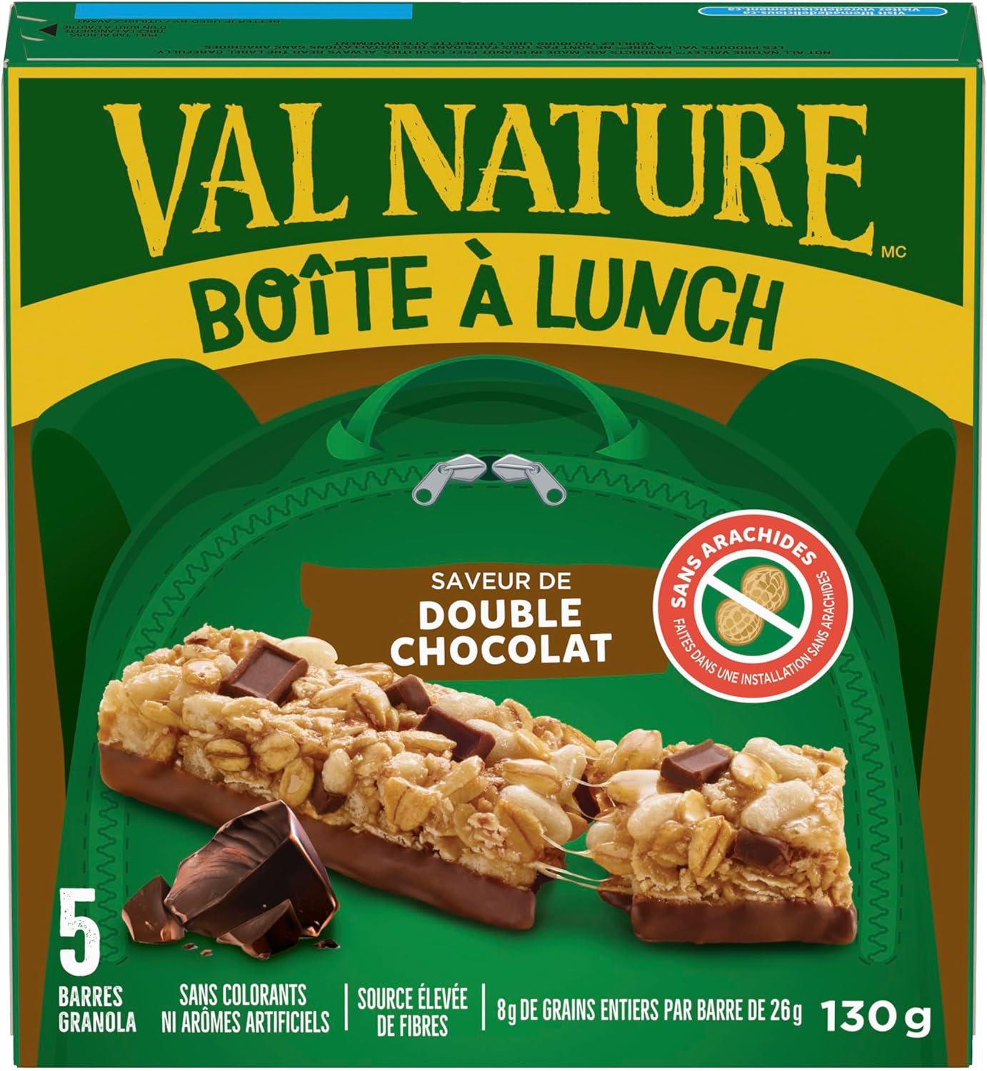 自然谷双倍巧克力味格兰诺拉麦片棒，不含人工香料，不含人工色素，零食棒，采用全谷物制成，5 根装格兰诺拉麦片棒