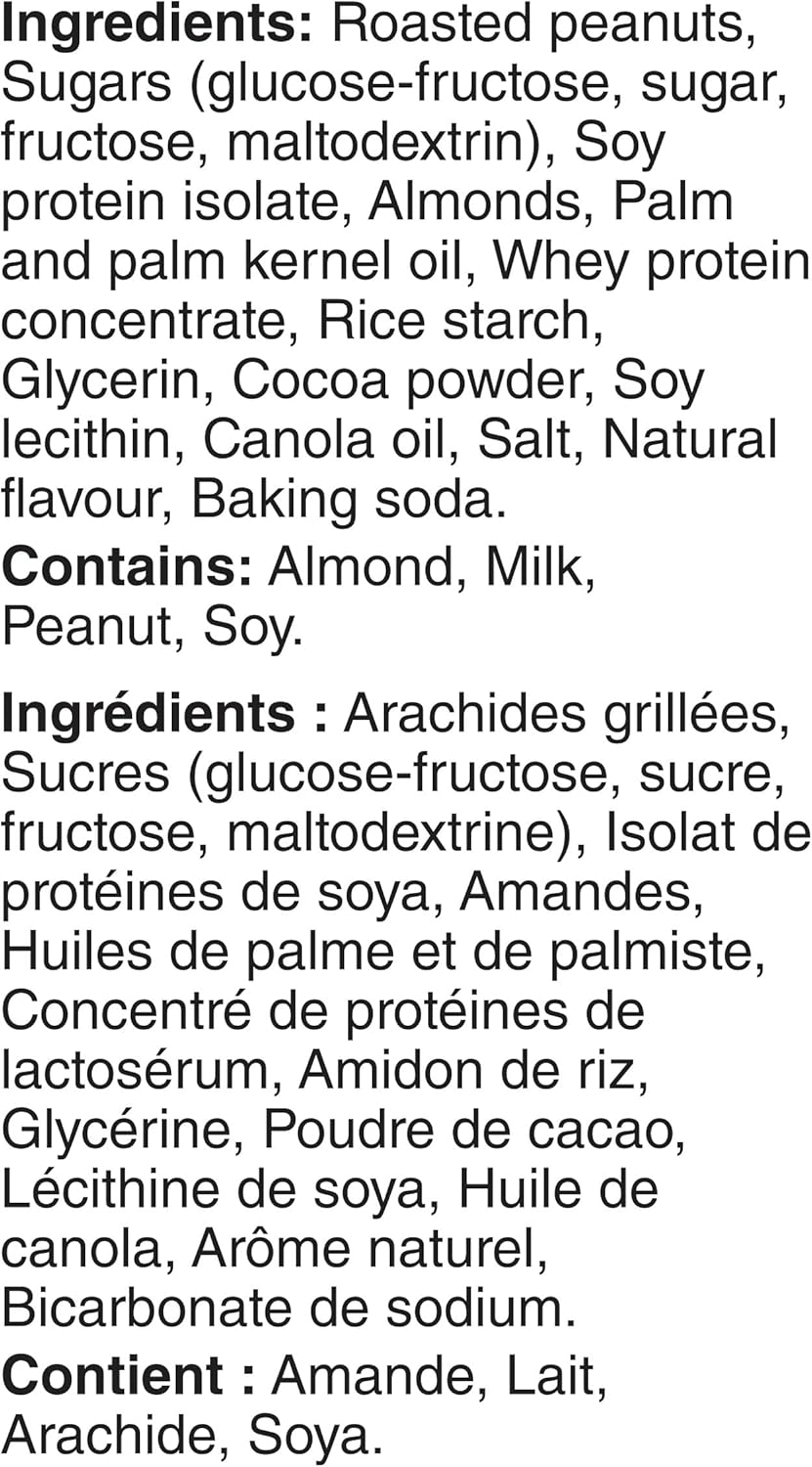 自然谷花生杏仁黑巧克力味蛋白棒，燕麦棒，采用真正的花生制成，蛋白质来源，4 根装蛋白棒