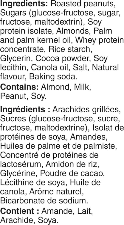 自然谷花生杏仁黑巧克力味蛋白棒，燕麦棒，采用真正的花生制成，蛋白质来源，4 根装蛋白棒