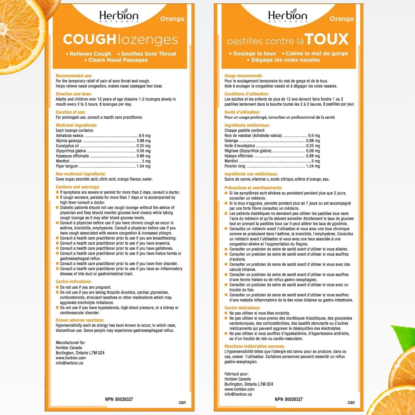 Herbion Naturals 天然橙味止咳糖，25 粒 - 缓解咳嗽、清除鼻塞、舒缓咽喉痛；适用于成人和 12 岁及以上儿童