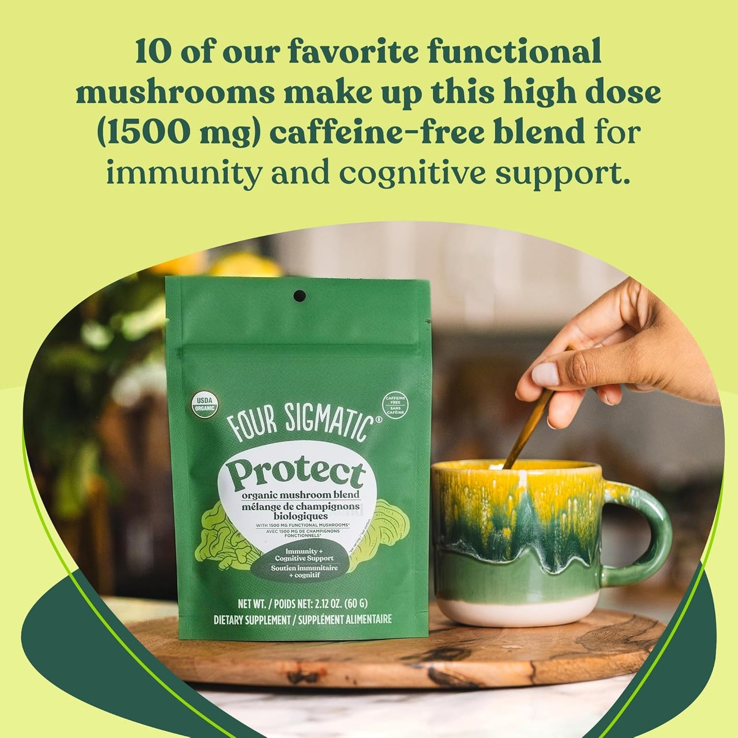 Four Sigmatic Mushroom Blend Defend Mix | Organic Mushroom Powder Complex with Lion’s Mane, Cordyceps, Chaga, Reishi and More | Natural Immune Support Supplement | Vegan, Gluten-Free | 30 Servings